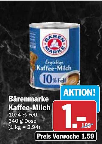 Bärenmarke Kaffee-Milch 10/4 % Fett 340 g Dose