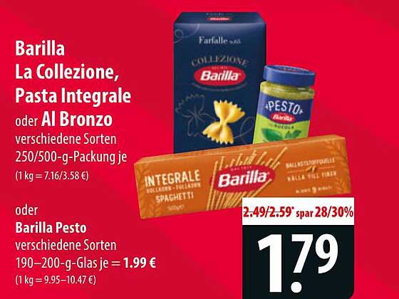 Barilla La Collezione, Pasta Integrale oder Al Bronzo versch. Sorten