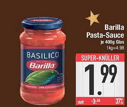 Barilla Pasta-Sauce Basilico je 400g Glas