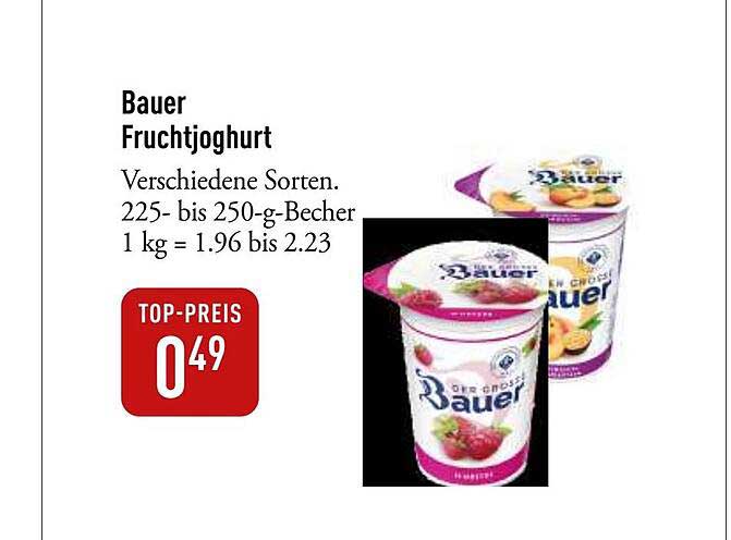 Bauer Fruchtjoghurt - verschiedene Sorten