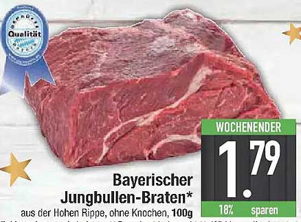 Bayerischer Jungbullen-Braten* aus der Hohen Rippe, ohne Knochen, 100g