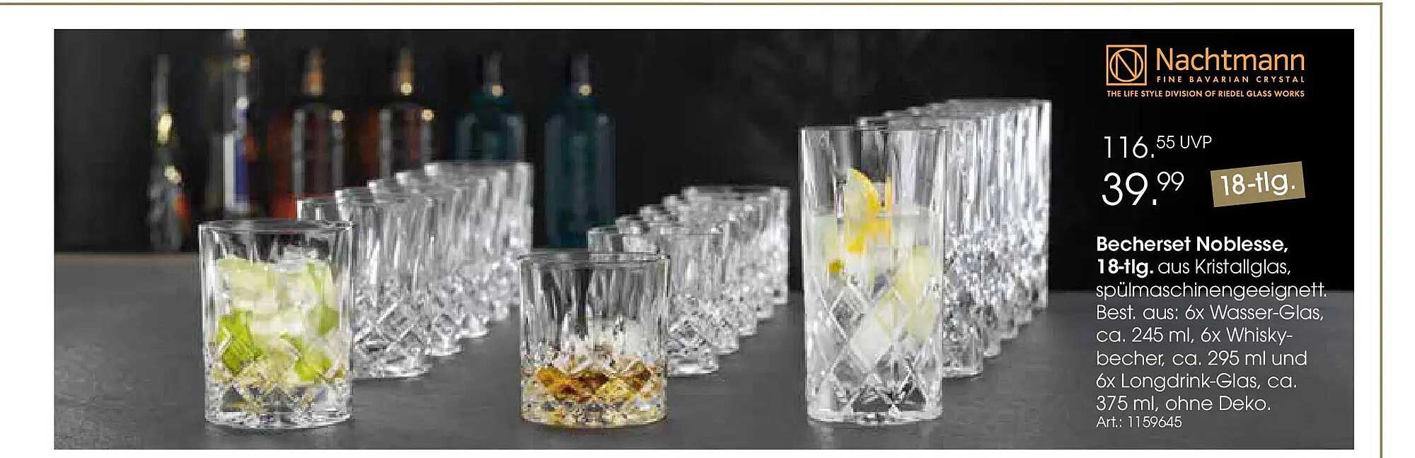 Becherset Noblesse, 18-tlg. aus Kristallglas