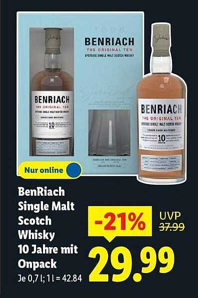 BenRiach Single Malt Scotch Whisky 10 Jahre mit Onpack