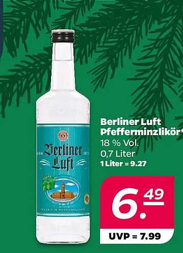 Berliner Luft Pfefferminzlikör 18 % Vol, 0,7 Liter