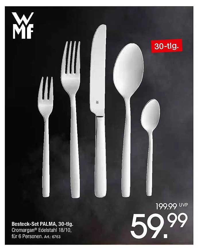 Besteck-Set PALMA, 30-tlg. Cromargan® Edelstahl 18/10, für 6 Personen.