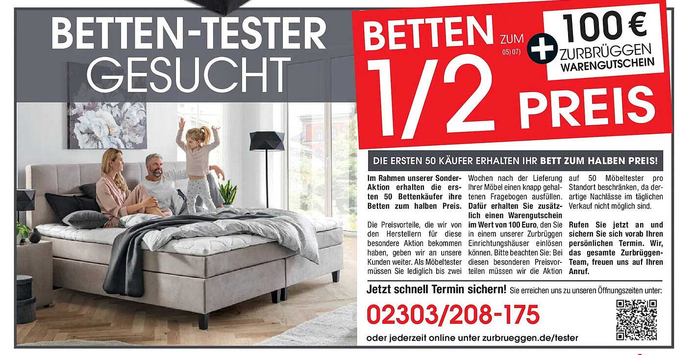 Betten zur Hälfte - Sonderaktion bei Zurbrüggen