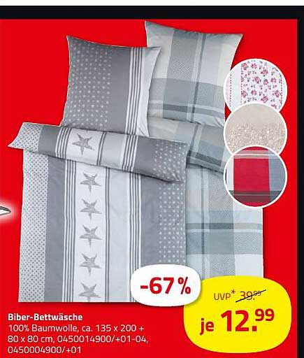 Biber-Bettwäsche 100% Baumwolle, ca. 135 x 200 + 80 x 80 cm
