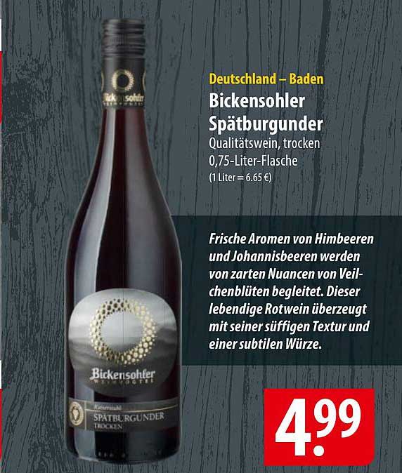 Bickensohler Spätburgunder, Qualitätswein, trocken, 0,75-Liter-Flasche