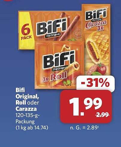 Bifi Original, Roll oder Carazza - 120-135-g-Packung