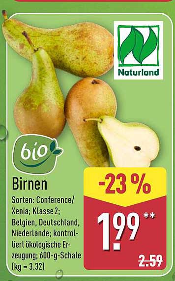 Bio Birnen (Conference/Xenia) - Klasse 2, 600-g-Schale