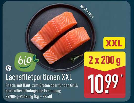 Bio Lachsfiletportionen XXL 2x200 g