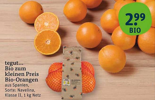 Bio-Orangen aus Spanien, Sorte: Navelina, Klasse II, 1 kg Netz