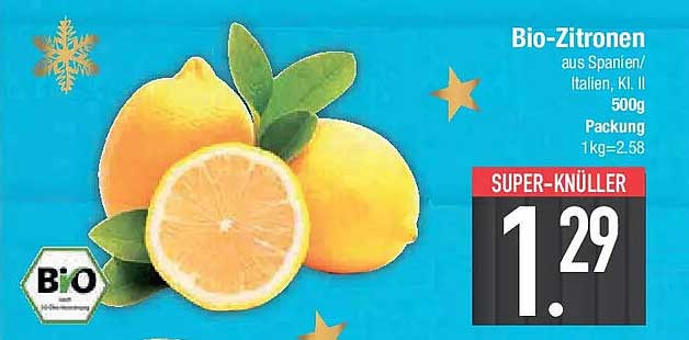 Bio-Zitronen aus Spanien, Kl. II - 500g