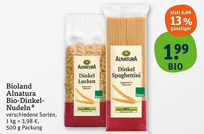 Bioland Alnatura Bio-Dinkel-Nudeln