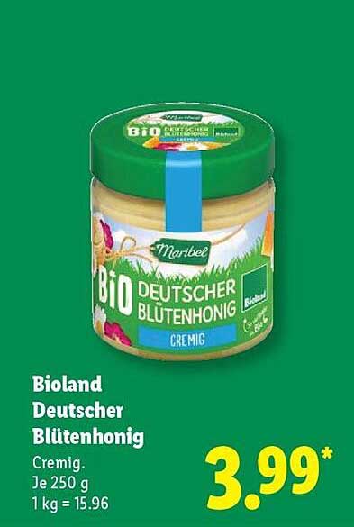 Bioland Deutscher Blütenhonig, cremig