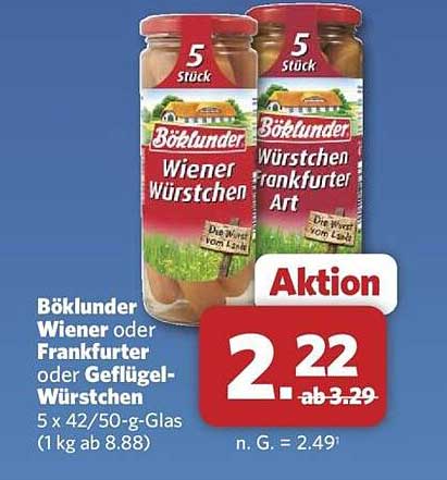 BÖKLUNDER WIENER WÜRSTCHEN ODER FRANKFURTER WÜRSTCHEN – 5 STÜCK IM GLAS
