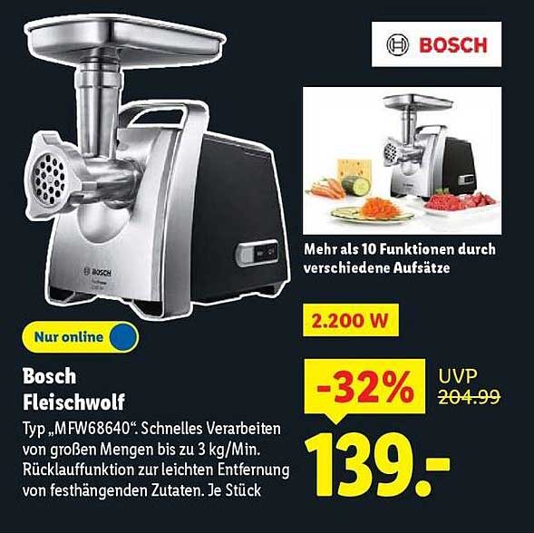 Bosch Fleischwolf Typ „MFW68640“
