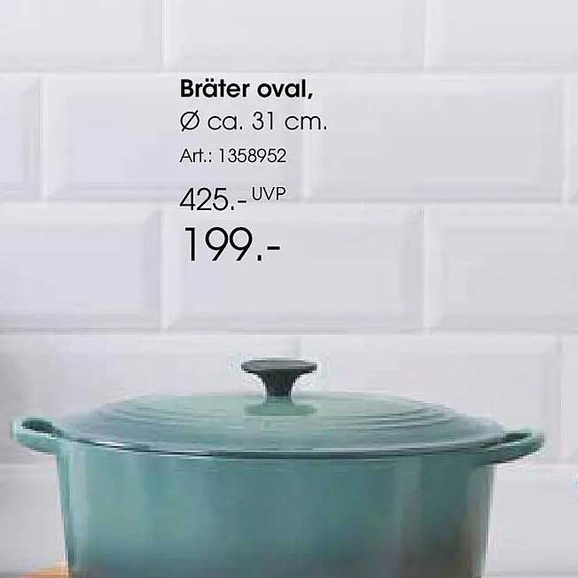Bräter oval, Ø ca. 31 cm.