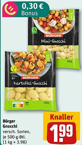 Bürger Gnocchi - Mini- und Kartoffel-Gnocchi, 500 g jedes Pack