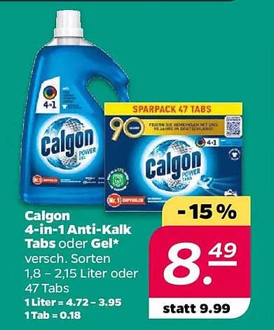 Calgon 4-in-1 Anti-Kalk Tabs oder Gel, verschiedene Sorten