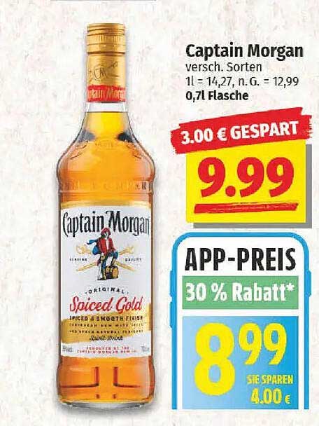 Captain Morgan Spiced Gold 0,7l Flasche