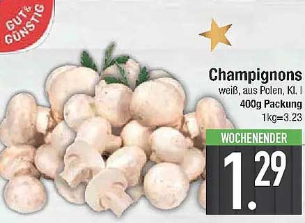 Champignons weiß, aus Polen, Kl. I - 400g Packung