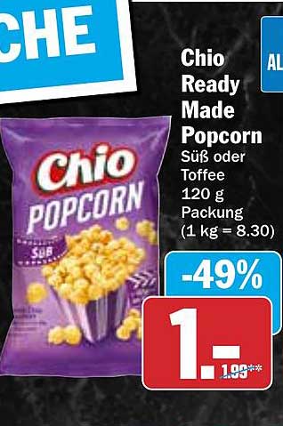 Chio Ready Made Popcorn Süß oder Toffee 120 g