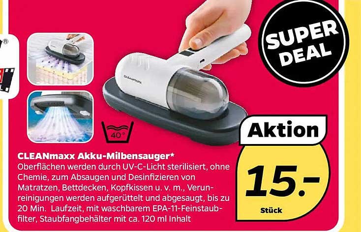 CLEANmaxx Akku-Milbensauger