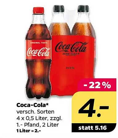 Coca-Cola 4 x 0,5 Liter - Angebot vom NETTO-Prospekt