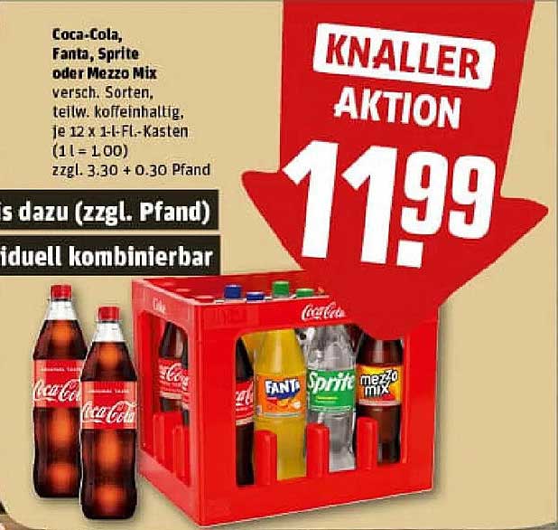 Coca-Cola, Fanta, Sprite oder Mezzo Mix Kasten