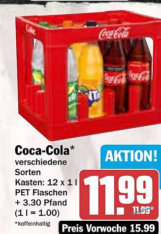 Coca-Cola Kasten - verschiedene Sorten 12 x 1L PET Flaschen