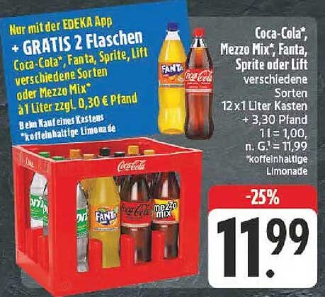 Coca-Cola, Mezzo Mix, Fanta und Sprite – 12x1 Liter Kasten zum Sonderpreis