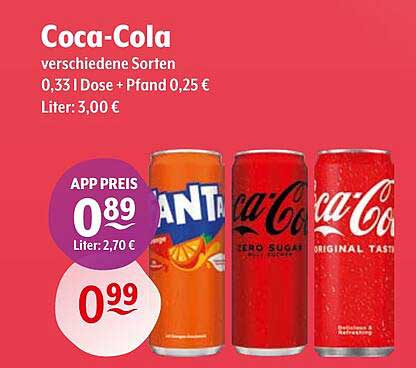 Coca-Cola verschiedene Sorten 0,33 l Dose + Pfand 0,25 €