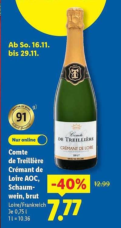 Comte de Treilliere Crémant de Loire AOC, Schaumwein, brut