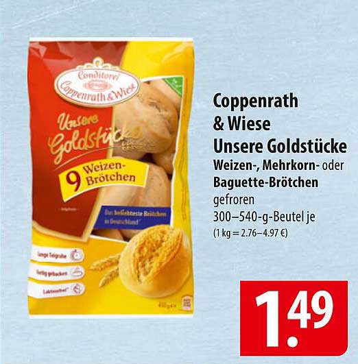 Coppenrath & Wiese Unsere Goldstücke Weizen-, Mehrkorn- oder Baguette-Brötchen gefroren