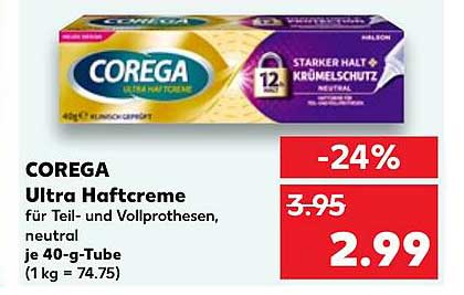 COREGA Ultra Haftcreme für Teil- und Vollprothesen, neutral je 40-g-Tube