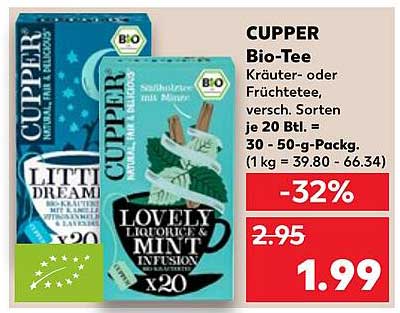 CUPPER Bio-Tee Kräuter- oder Früchtetee, verschiedene Sorten