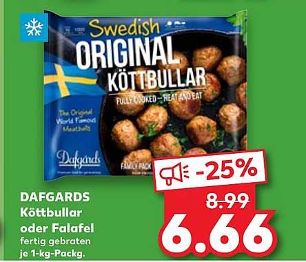 DAFGARDS Köttbullar oder Falafel, fertig gebraten je 1-kg-Pack.