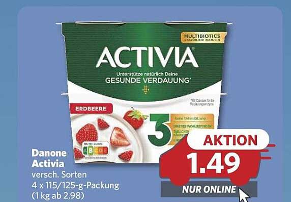 Danone Activia Erdbeere 4 x 115/125-g-Packung