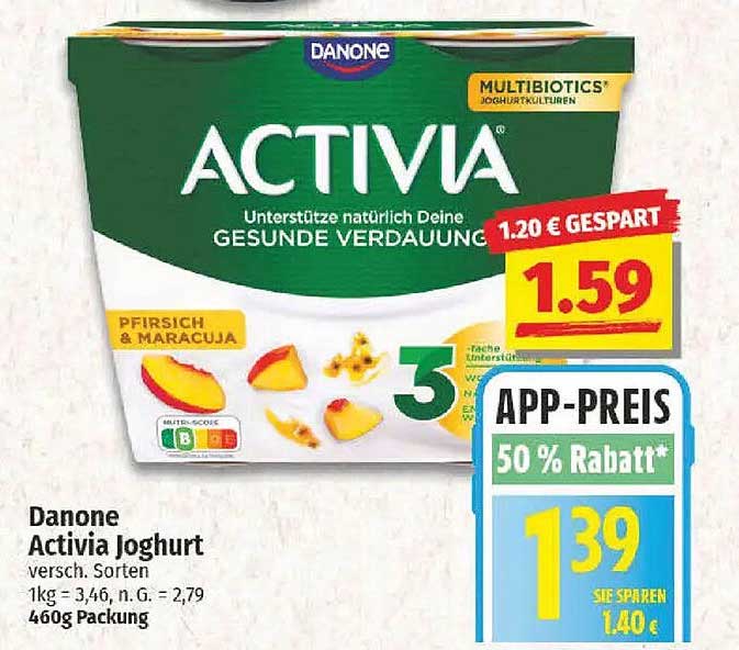 Danone Activia Joghurt - Pfirsich & Maracuja 460g