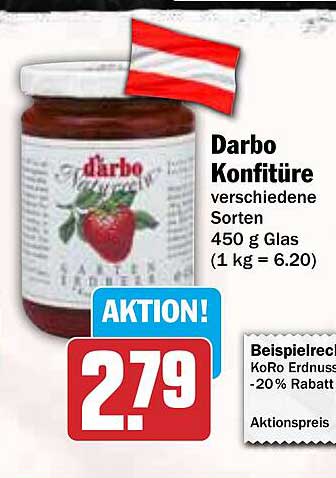 Darbo Konfitüre verschiedene Sorten 450 g Glas