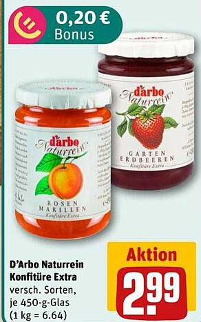 D'Arbo Naturrein Konfitüre Extra - Verschiedene Sorten