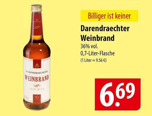 Darendraechter Weinbrand 0,7-Liter-Flasche