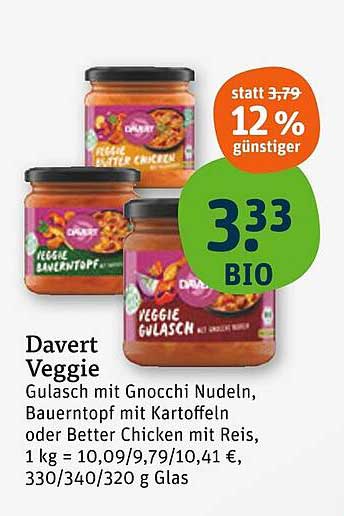 Davert Veggie Gulasch - Jetzt nur 3,33 € statt 3,79 €