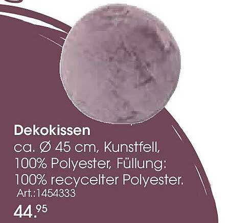 Dekokissen Ø 45 cm aus Kunstfell