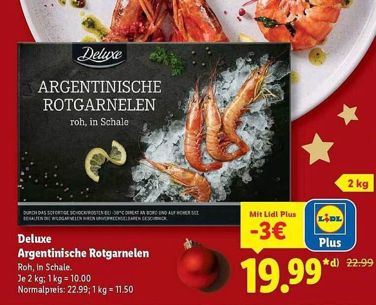 Deluxe Argentinische Rotgarnelen, roh, in Schale - 2 kg