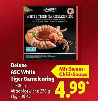 Deluxe ASC White Tiger Garnelenring mit Sweet-Chili-Sauce