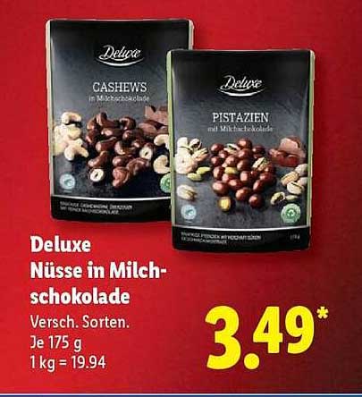 Deluxe Nüsse in Milchschokolade