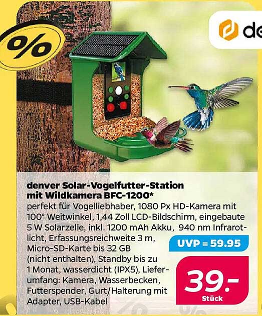 denver Solar-Vogelfutter-Station mit Wildkamera BFC-1200*