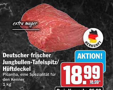 Deutscher frischer Jungbullen-Tafelschnitt/Hüftdeckel 1 kg